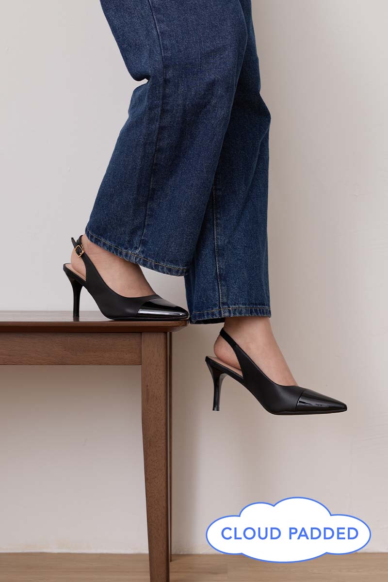 Gia Slingback Cloud Heels in Black