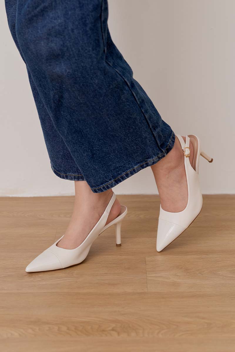 Gia Slingback Cloud Heels in Cream
