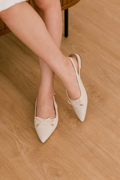 Helia Slingback Cloud Flats in Cream