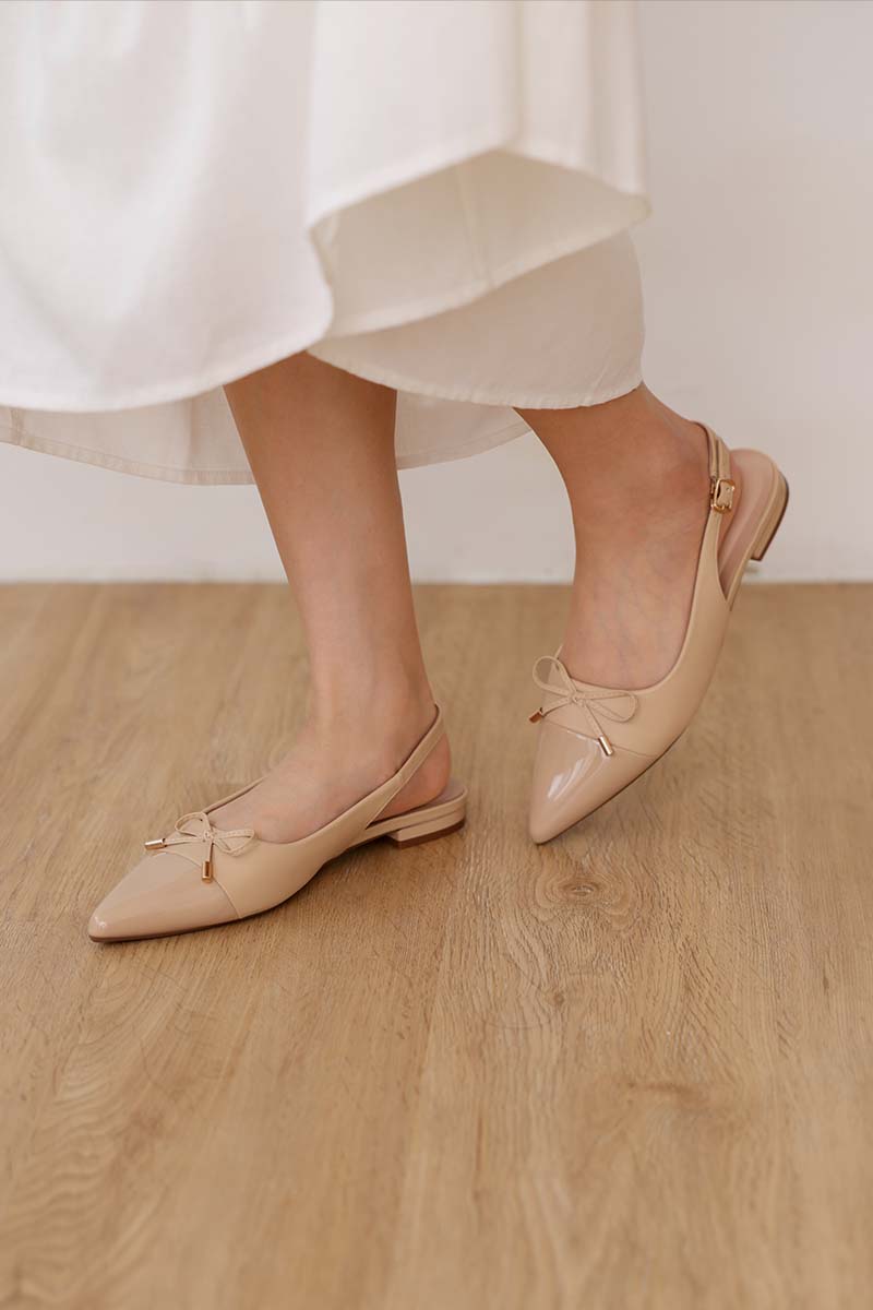 Helia Slingback Cloud Flats in Nude