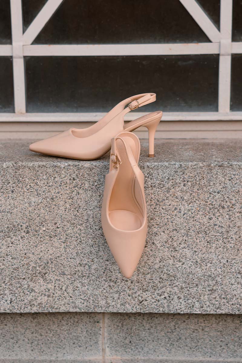Ingrid Slingback Cloud Heels in Nude