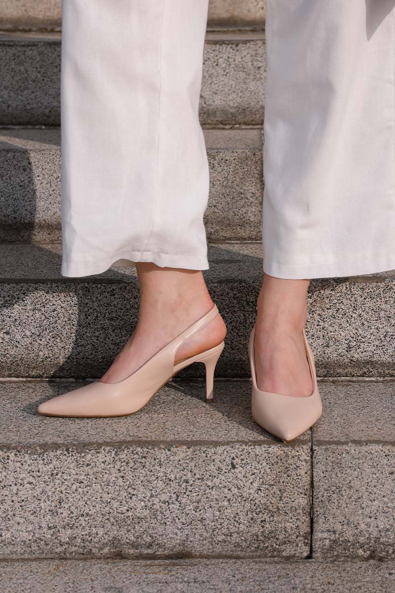 Ingrid Slingback Cloud Heels in Nude