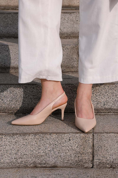 Ingrid Slingback Cloud Heels in Nude