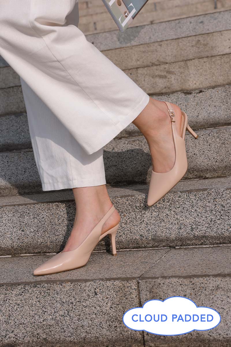 Ingrid Slingback Cloud Heels in Nude