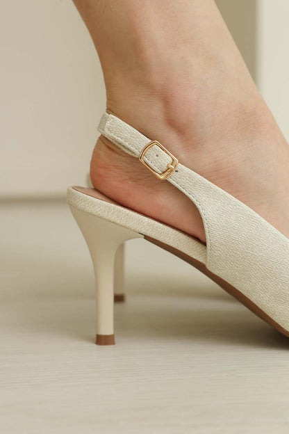 Ingrid Slingback Cloud Heels in Waterproof Linen