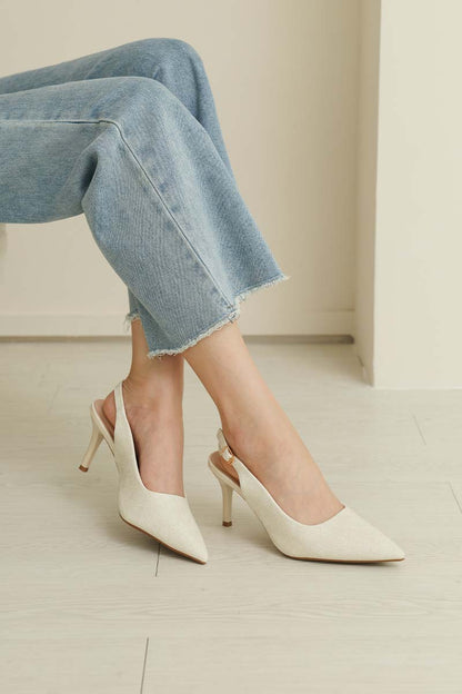 Ingrid Slingback Cloud Heels in Waterproof Linen