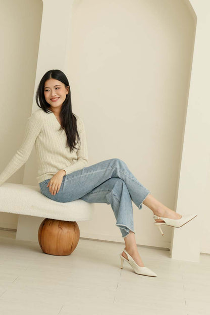 Ingrid Slingback Cloud Heels in Waterproof Linen