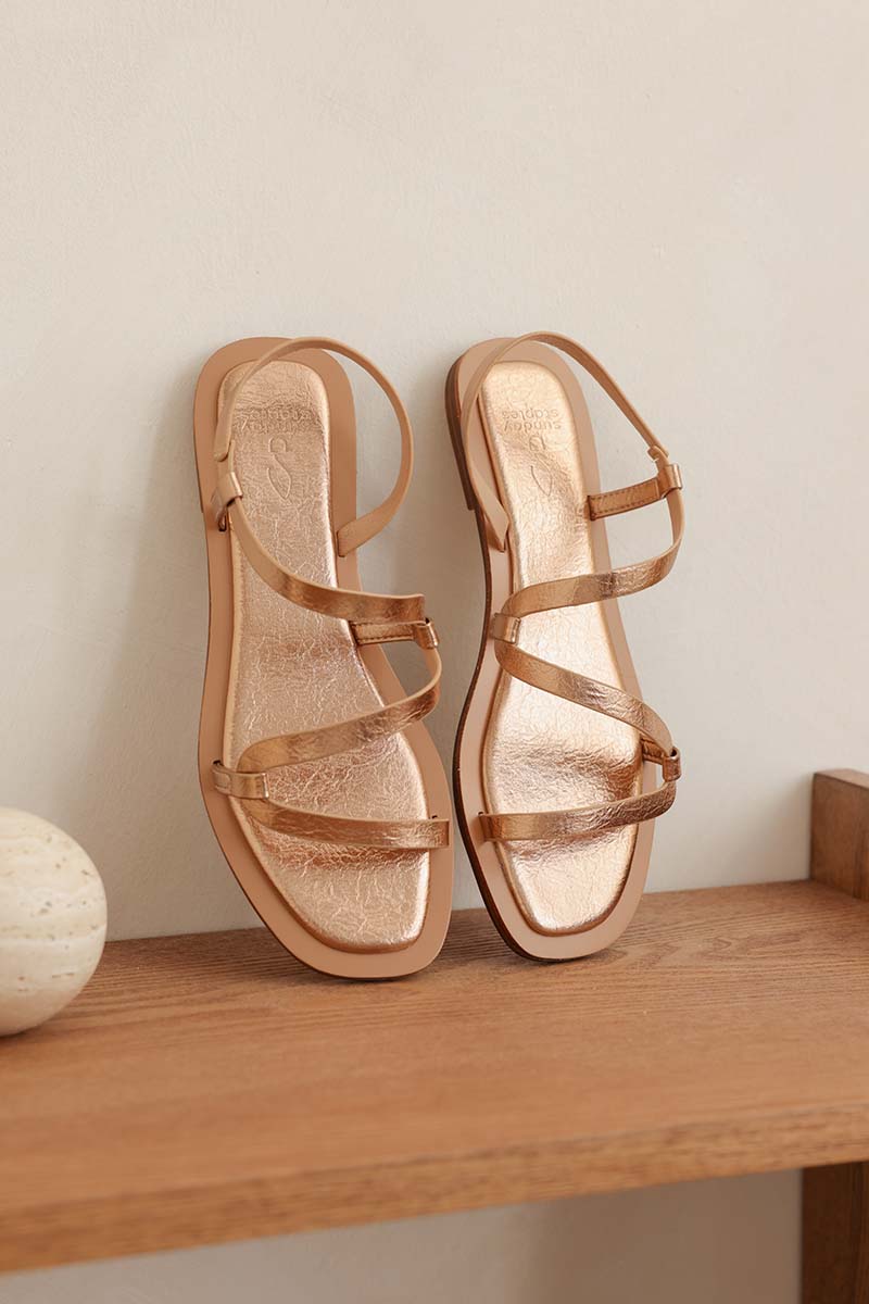 Léon Strappy Sandals in Rose Gold
