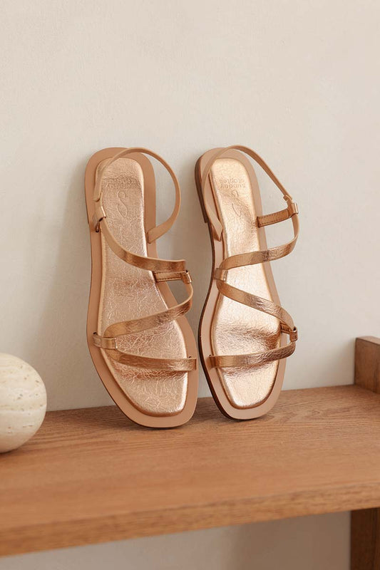 Léon Strappy Sandals in Rose Gold