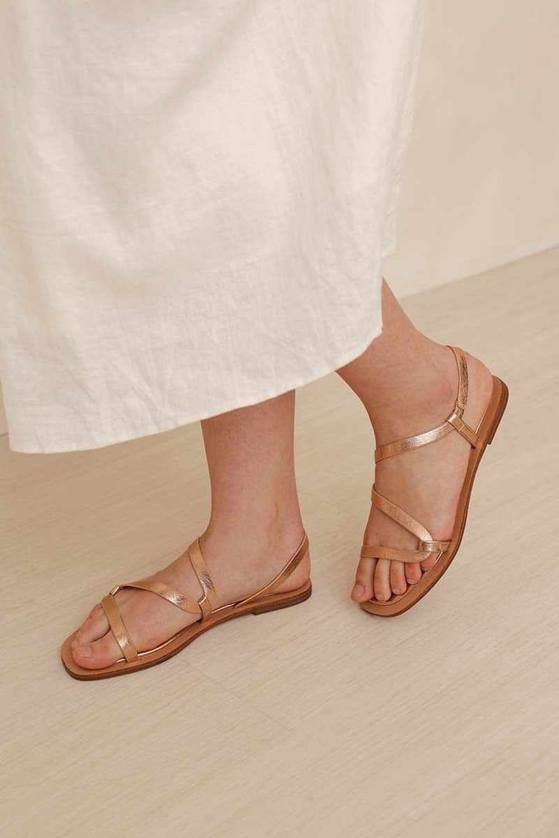 Léon Strappy Sandals in Rose Gold