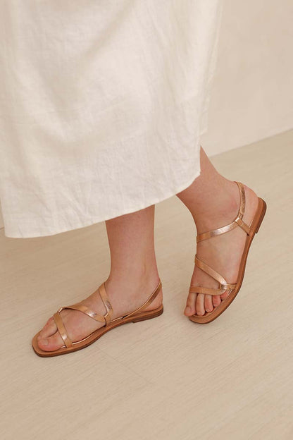 Léon Strappy Sandals in Rose Gold