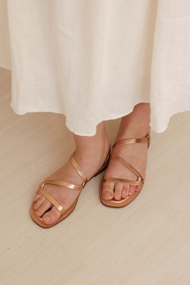 Léon Strappy Sandals in Rose Gold