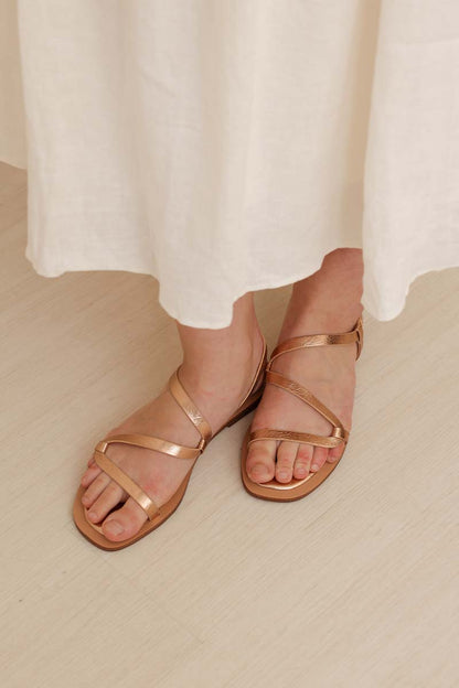 Léon Strappy Sandals in Rose Gold