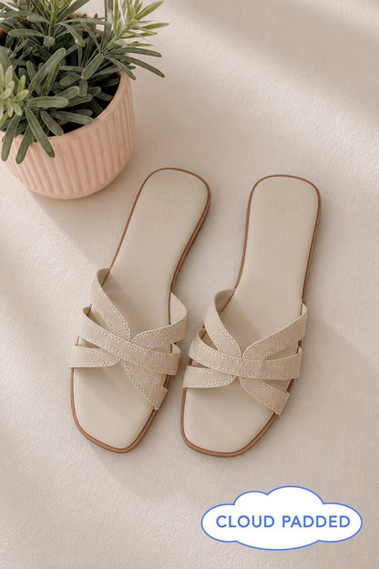 [PRE-ORDER] Leone Interlocking Cloud Sliders in Oat/Waterproof Linen