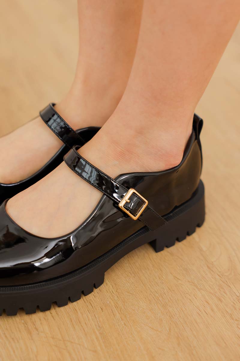 Lissa Patent Platform Mary Jane in Black