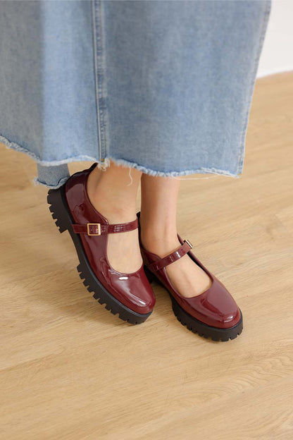 Lissa Patent Platform Mary Jane in Wine