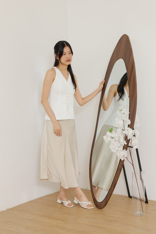 Livia Lace Block Heels in Cream