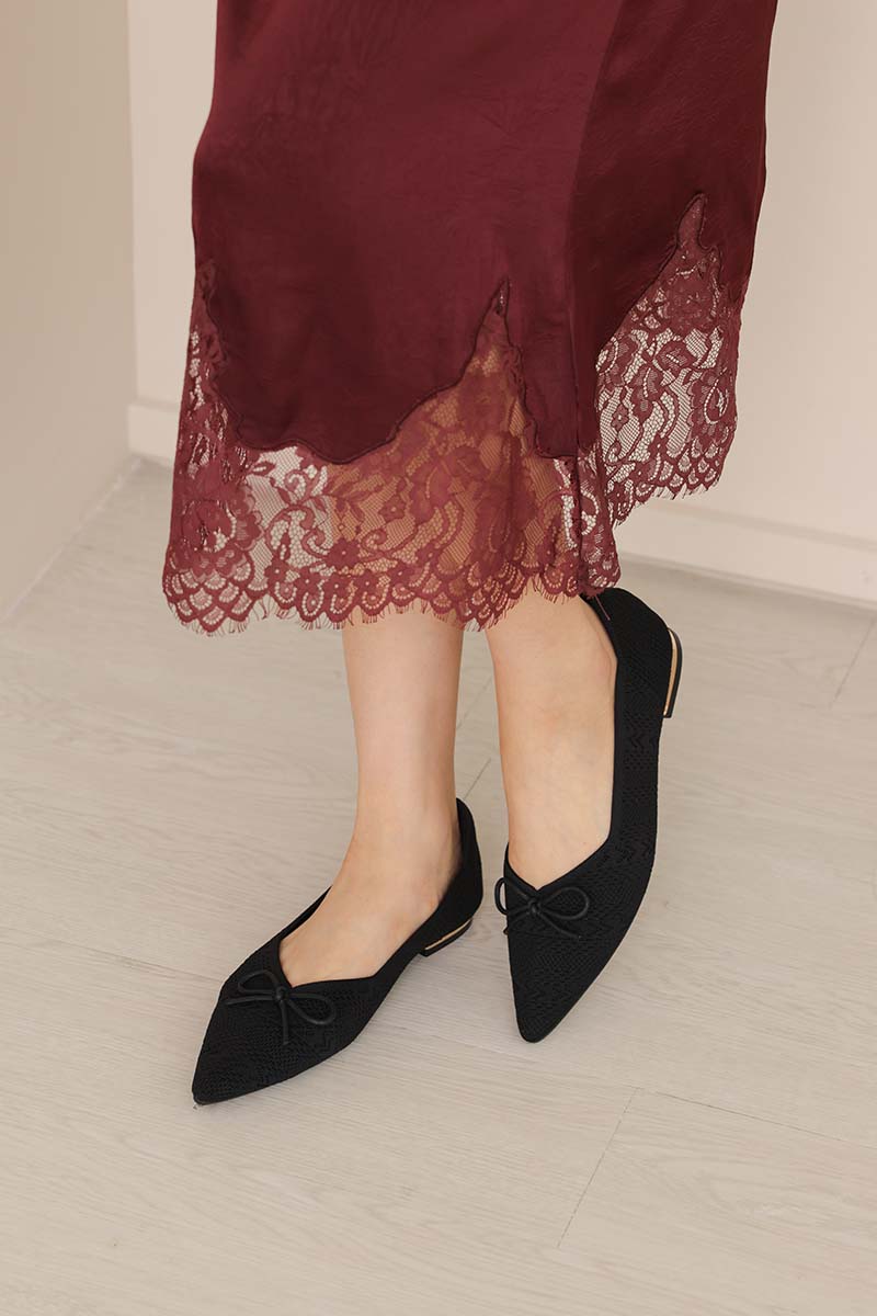 Lumina Bow Knit Flats in Black