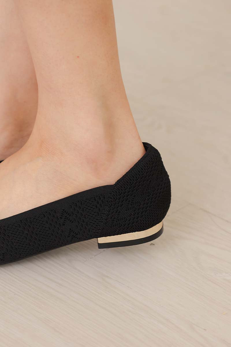 Lumina Bow Knit Flats in Black