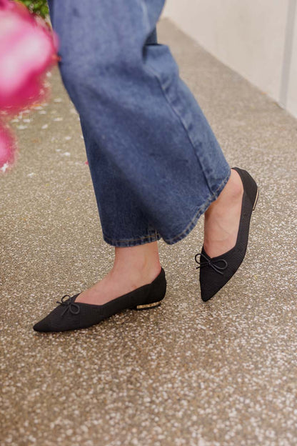 Lumina Bow Knit Flats in Black