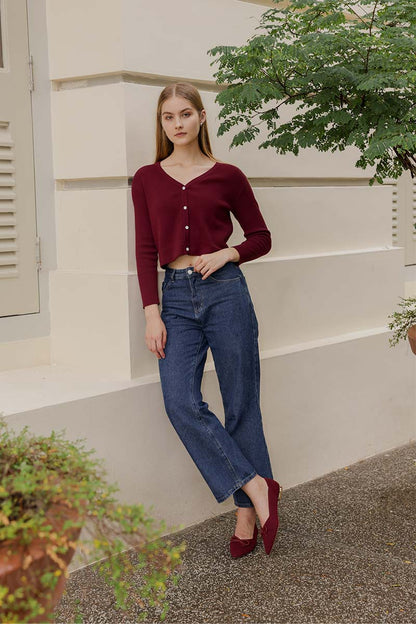 Lumina Bow Knit Flats in Maroon