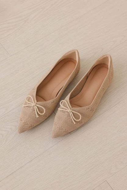 Lumina Bow Knit Flats in Nude