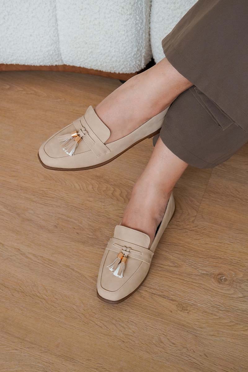 Lunelle Loafers in Waterproof Suede Taupe