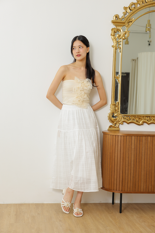 Magnolia Block Heels in Ivory Waterproof Satin