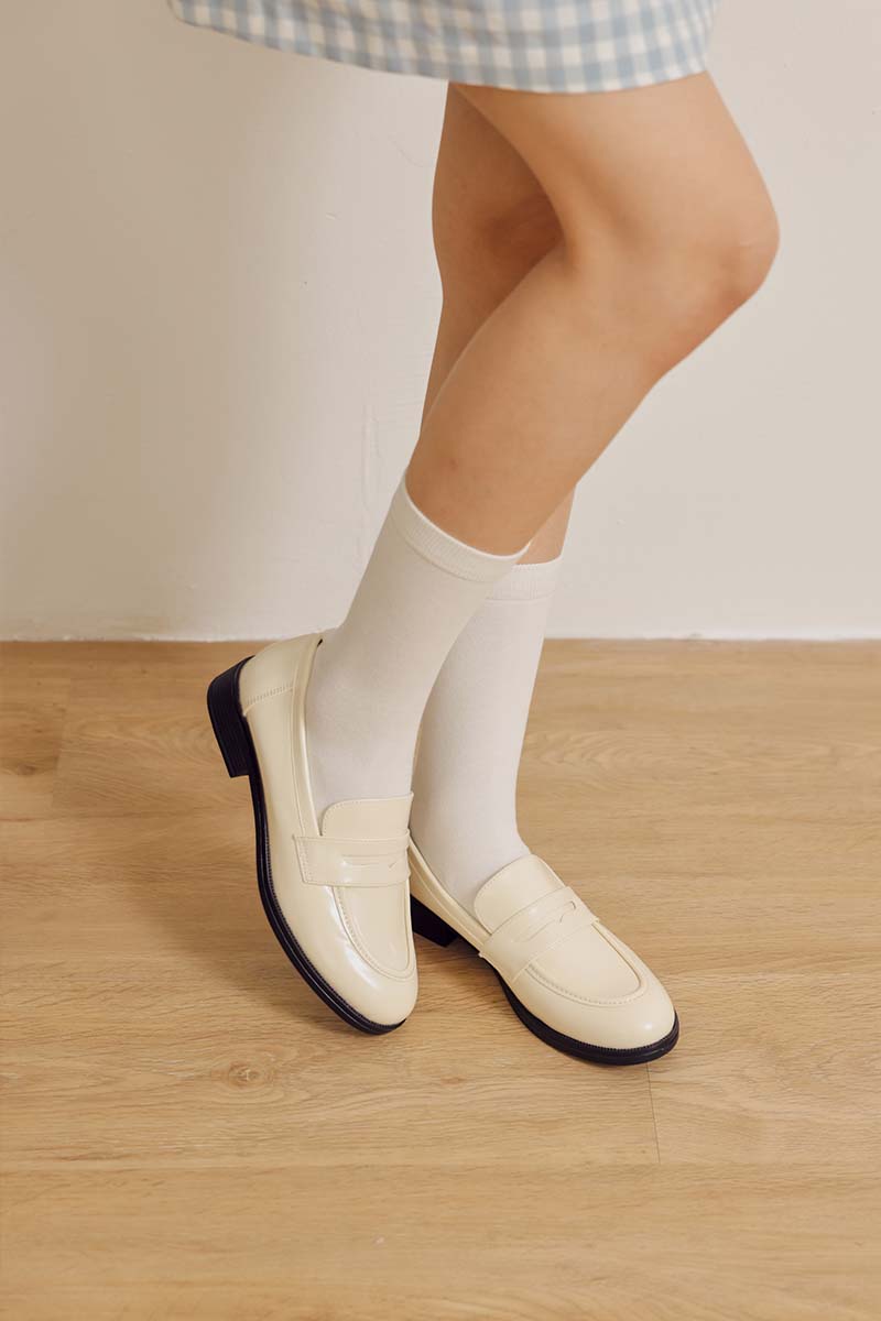 Mavi Patent Loafers in Cream