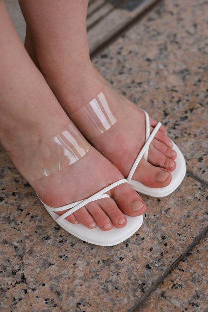 Nerin Vinyl Cloud Strappy Kitten Heels in Cream
