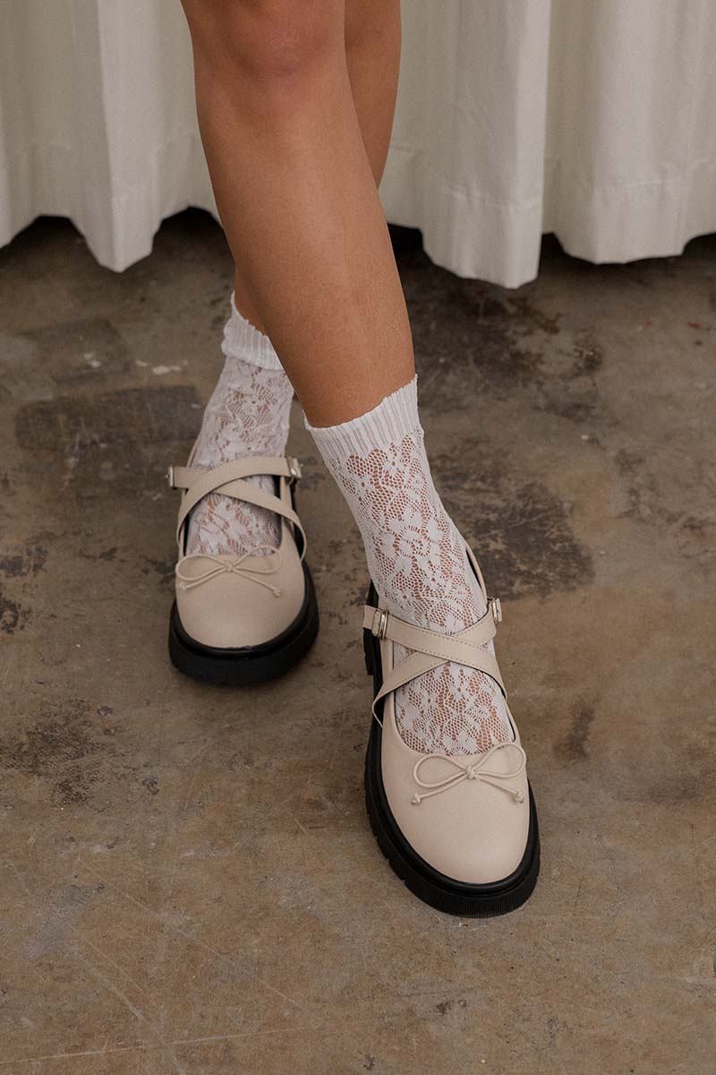 Nicole Platform Mary Jane in Cream