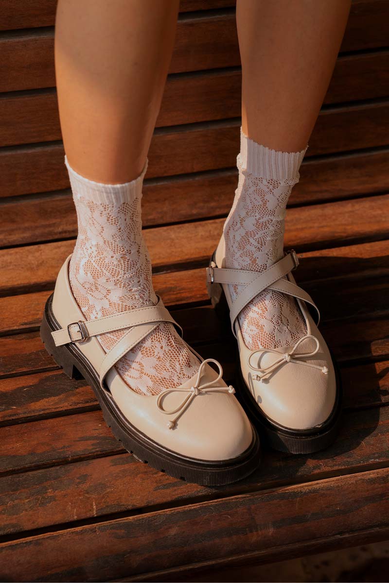 Nicole Platform Mary Jane in Cream