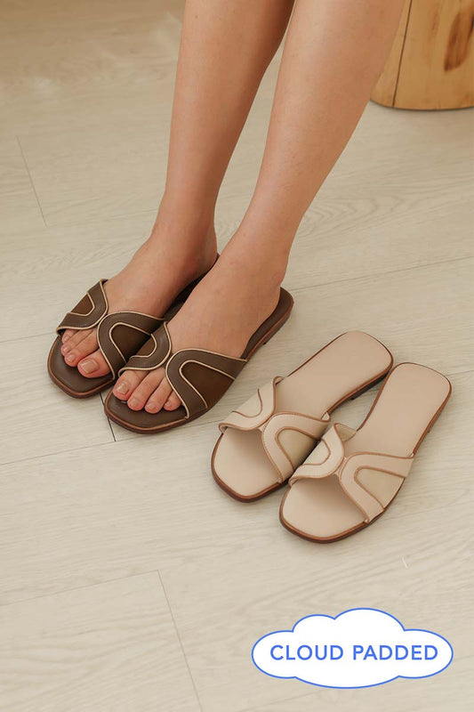Nivelle Contrast Cloud Sliders in Espresso/Gold