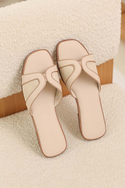 Nivelle Contrast Cloud Sliders in Taupe/Rose Gold