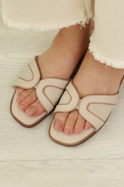 Nivelle Contrast Cloud Sliders in Taupe/Rose Gold