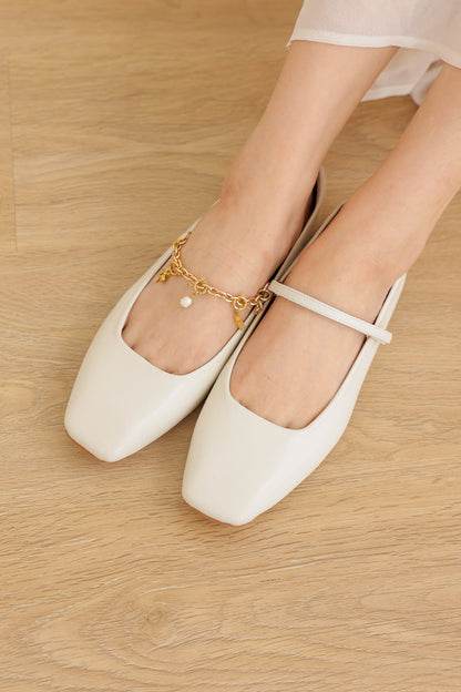 Rosavie Charmé Maryjane Flats in Cream