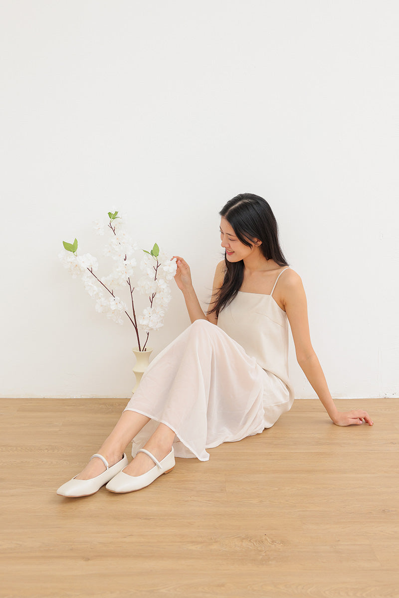 Rosavie Charmé Maryjane Flats in Cream