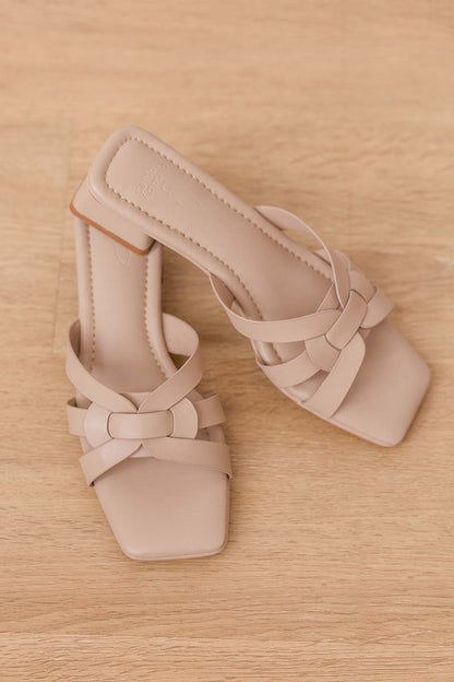 Rovena Interlocking Cloud Block Heels in Taupe