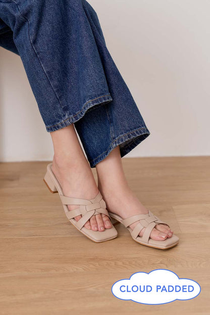 Rovena Interlocking Cloud Block Heels in Taupe