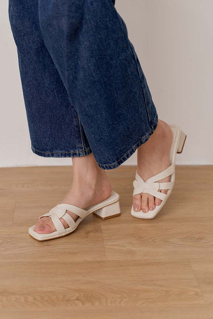 Rovena Interlocking Cloud Block Heels in Waterproof Linen