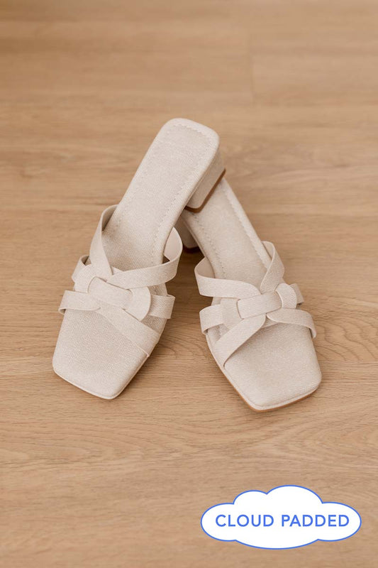 Rovena Interlocking Cloud Block Heels in Waterproof Linen