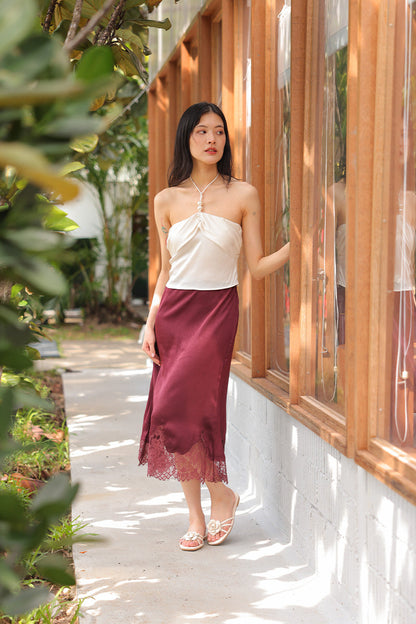 Selia Flower Strappy Sliders in Pearl