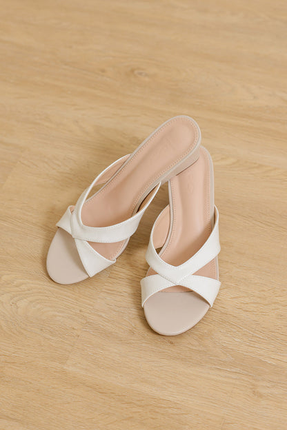 Selune Cross Strap Wedges in Cream