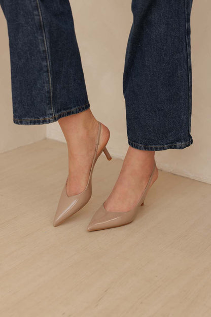 Serena Slingback Heels in Nude