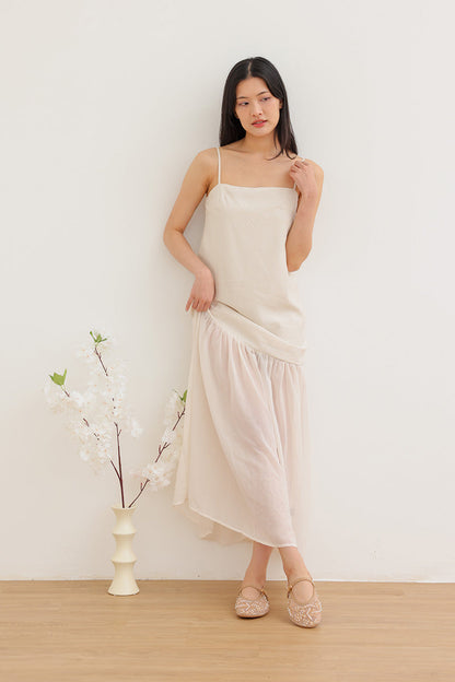 Solyn Embroidered Mesh Flats in Nude