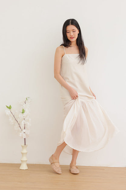 Solyn Embroidered Mesh Flats in Nude