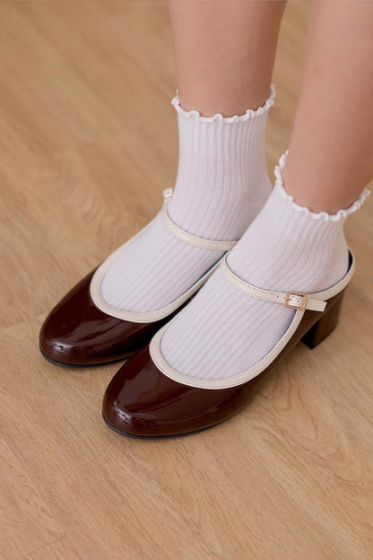 Soreva Cloud Two-Tone Mary Jane Mules in Dark Mocha