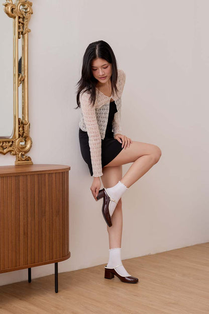 Soreva Cloud Two-Tone Mary Jane Mules in Dark Mocha