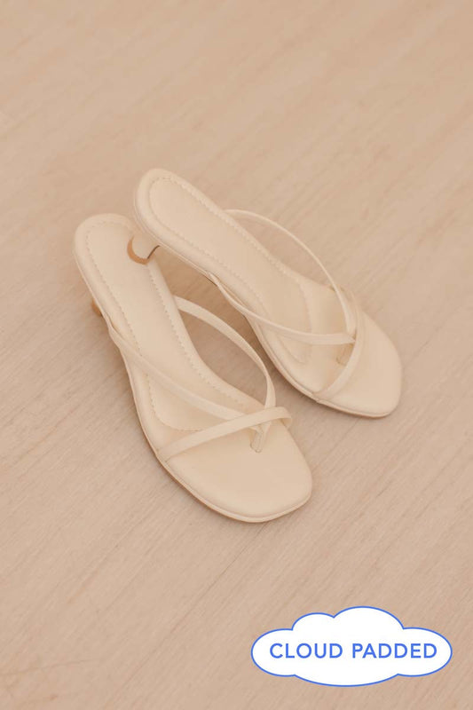 Talia Cloud Strappy Kitten Heels in Cream