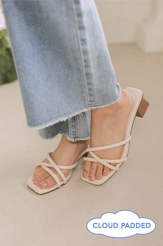 Tayra Strappy Cloud Block Heels in Cream
